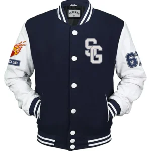 Winston Navy Blue American Football Stegaro Varsity Jacket Front