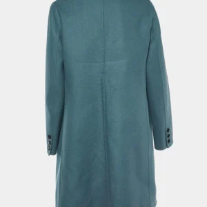 Women Grey Wool Long Coat Back