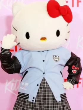 XO Kitty Blue and Black Leather Varsity Jacket
