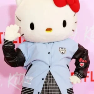 XO Kitty Blue and Black Leather Varsity Jacket