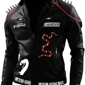 Adem I Am Venomous Biker Spikes Serpents Leather Jacket