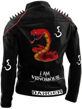Adem I Am Venomous Biker Spikes Serpents Leather Jacket Back