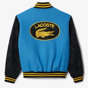 Adenike Blue Lacoste Wool Varsity Jacket Back