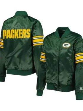 Angela Daniel Green Bay Packers Green Satin Varsity Jacket