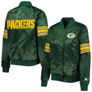 Angela Daniel Green Bay Packers Green Satin Varsity Jacket