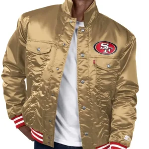 Antoinett San Francisco 49ers Gold Bomber Satin Jacket