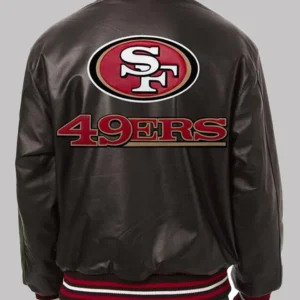 Antone Niners Varsity Leather Black Jacket Back