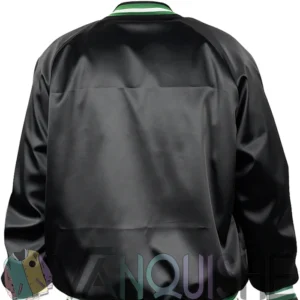 Aracely Philadelphia Eagles Black Satin Varsity Jacket back