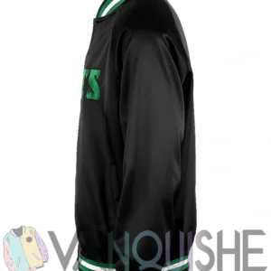 Aracely Philadelphia Eagles Black Satin Varsity Jacket left