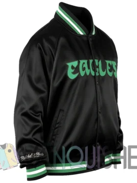 Aracely Philadelphia Eagles Black Satin Varsity Jacket right