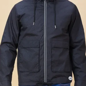 Archer Black Cotton Hooded Zipper Jacket