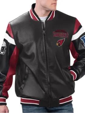 Arizona Cardinals Black Genuine Sheep Leather Varsity Jacket