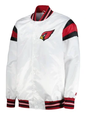 Arizona Cardinals Red and White Full Snap Varsity Satin Jacket