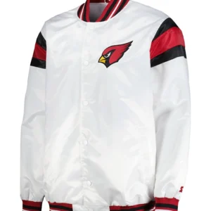 Arizona Cardinals Red and White Full Snap Varsity Satin Jacket