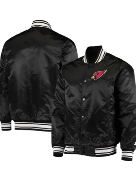 Arizona Cardinals Starter Black Locker Room Satin Varsity Full Snap Jacket