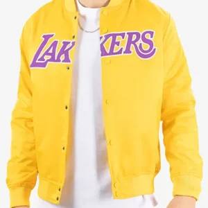 Arnoldo Los Angeles Lakers Yellow Satin Varsity Jacket