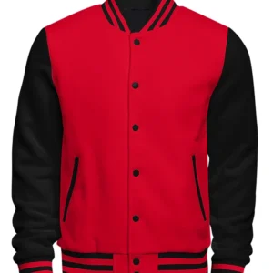 Atkinson Red And Black Wool Varsity Jacket