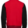 Atkinson Red And Black Wool Varsity Jacket Back