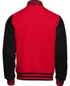 Atkinson Red And Black Wool Varsity Jacket Back