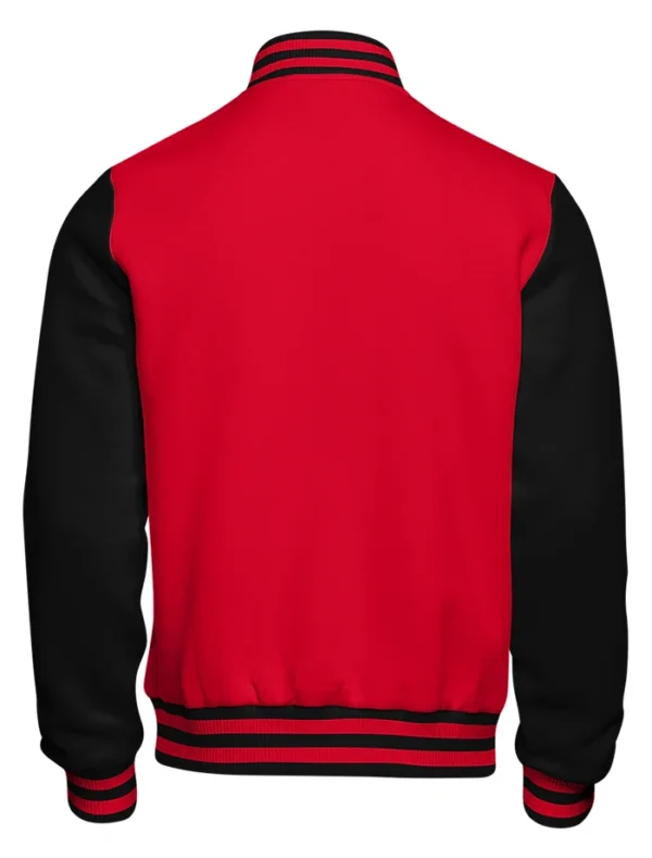 Atkinson Red And Black Wool Varsity Jacket Back