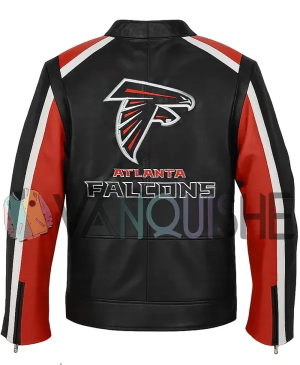 Atlanta Falcons Biker Leather Jacket back