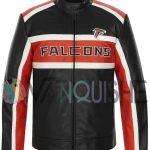 Atlanta Falcons Biker Leather Jacket front