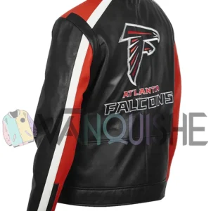 Atlanta Falcons Biker Leather Jacket left back