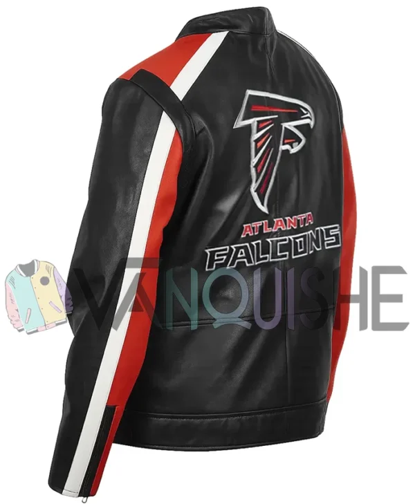 Atlanta Falcons Biker Leather Jacket left back