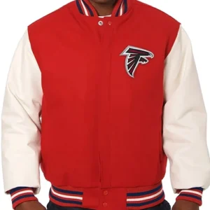 Atlanta Falcons White and Red Letterman Jacket