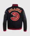 Atlanta Hawks Black And Red Varsity Jacket​ Back