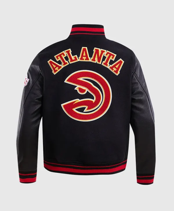 Atlanta Hawks Black And Red Varsity Jacket​ Back