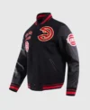 Atlanta Hawks Black And Red Varsity Jacket​ Side