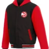 Atlanta Hawks Black And Red Wool Bomber Jacket​