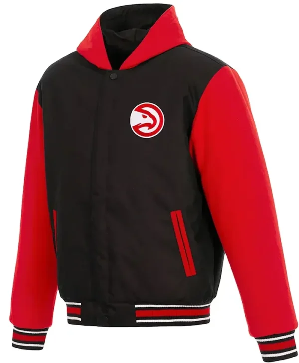 Atlanta Hawks Black And Red Wool Bomber Jacket​