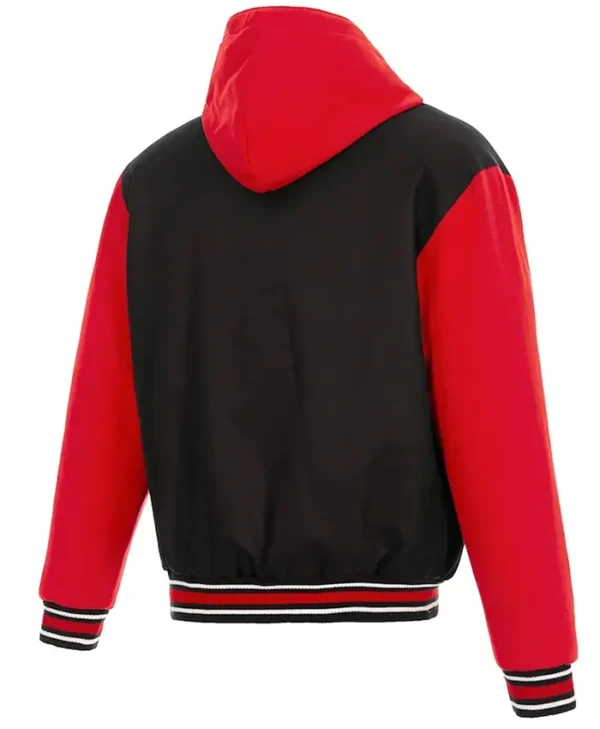 Atlanta Hawks Black And Red Wool Bomber Jacket​ Back