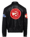Atlanta Hawks Black Leather Bomber Jacket​ Back