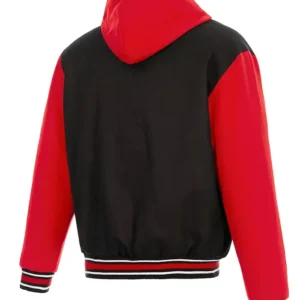 Atlanta Hawks Black And Red Wool Bomber Jacket​ back