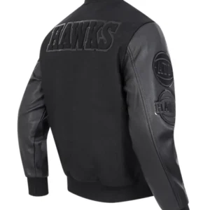 Atlanta Hawks Black Wool Varsity Jacket​ Back side