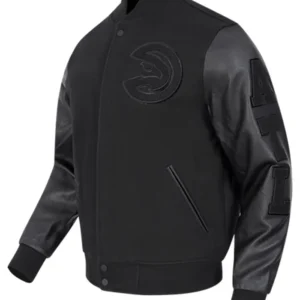 Atlanta Hawks Black Wool Varsity Jacket​ Side