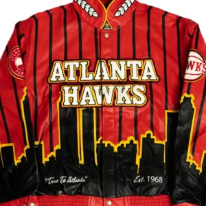 Atlanta Hawks Leather Full Snap Bomber Jacket​