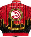 Atlanta Hawks Leather Full Snap Bomber Jacket​ Back