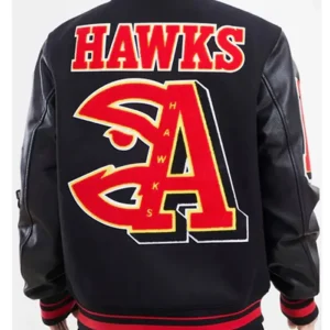 Atlanta Hawks Letterman Full Snap Wool Jacket​ Back