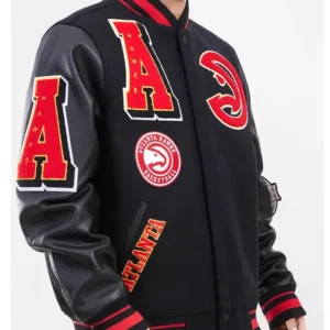 Atlanta Hawks Letterman Full Snap Wool Jacket​ Left side