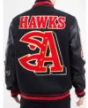 Atlanta Hawks Letterman Full Snap Wool Jacket​ Back