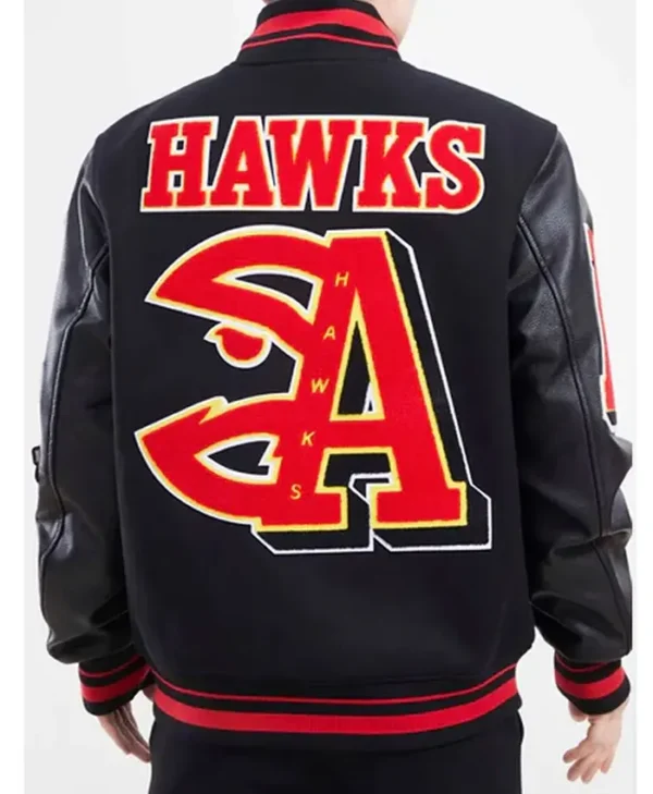 Atlanta Hawks Letterman Full Snap Wool Jacket​ Back