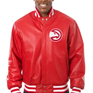 Atlanta Hawks Red Bomber Leather Jacket​