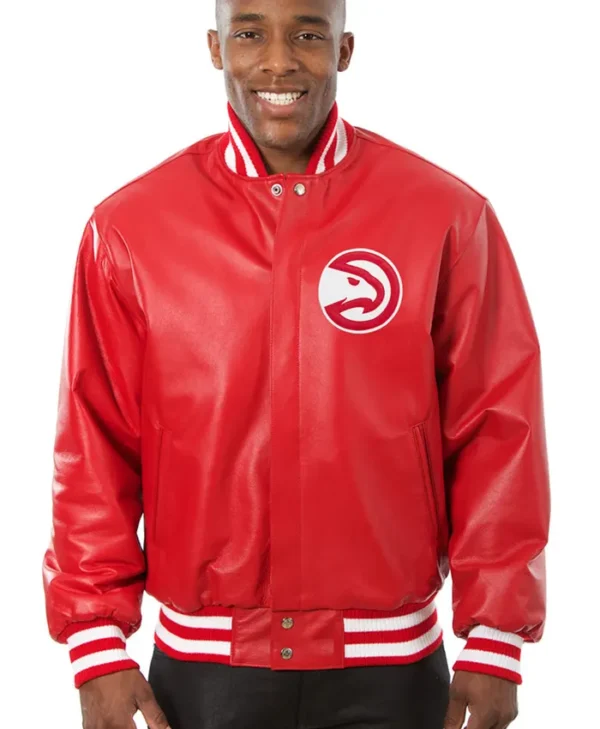 Atlanta Hawks Red Bomber Leather Jacket​