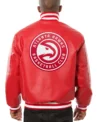 Atlanta Hawks Red Bomber Leather Jacket​ Back
