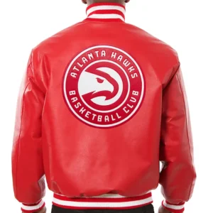 Atlanta Hawks Red Bomber Leather Jacket​ Back
