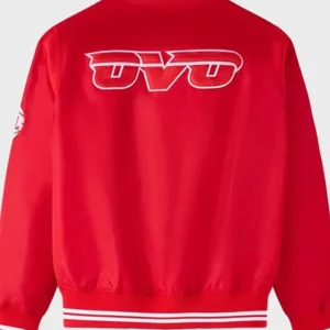 Atlanta Hawks Red Full Snap Varsity Jacket​ Back